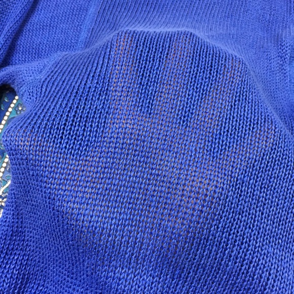 J. Crew sweater linen slouchy royal blue V neck - Picture 6 of 8